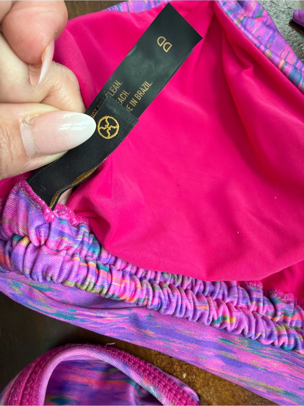 Vix Pink Purple Multicolor Triangle Bikini Set - Picture 5 of 5